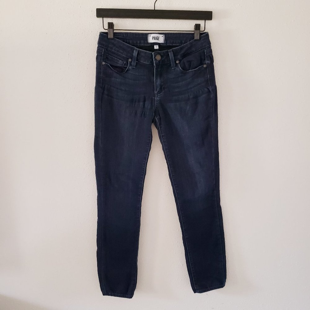 PAIGE Women's Size 28 Dark Wash Verdugo Mid-Rise Ankle Crop Denim Skinny Jeans